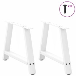 Pieds de table basse en forme de A, 2 pièces, blanc, 60 x (42-43) cm, acier 