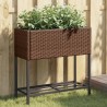 Jardinières avec étagère 2 pcs brun 70x28x70 cm résine tressée 