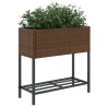 Jardinières avec étagère 2 pcs brun 70x28x70 cm résine tressée 