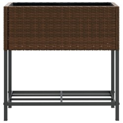 Jardinières avec étagère 2 pcs brun 70x28x70 cm résine tressée 