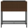 Jardinières avec étagère 2 pcs brun 70x28x70 cm résine tressée 