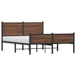Cadre de lit en métal sans matelas chêne marron 137x190 cm 