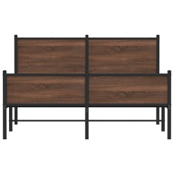 Cadre de lit en métal sans matelas chêne marron 137x190 cm 
