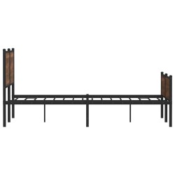 Cadre de lit en métal sans matelas chêne marron 137x190 cm 