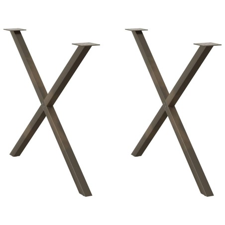 Pieds de table à manger en forme de X, 2 pièces, acier naturel, 90 x (72-73) cm 