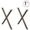 Pieds de table à manger en forme de X, 2 pièces, acier naturel, 90 x (72-73) cm 