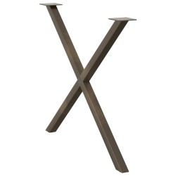 Pieds de table à manger en forme de X, 2 pièces, acier naturel, 90 x (72-73) cm 