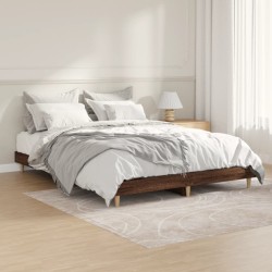 Cadre de lit sans matelas chêne marron 135x190 cm 