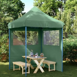 Tente de réception pliable escamotable 2 parois latérales vert 