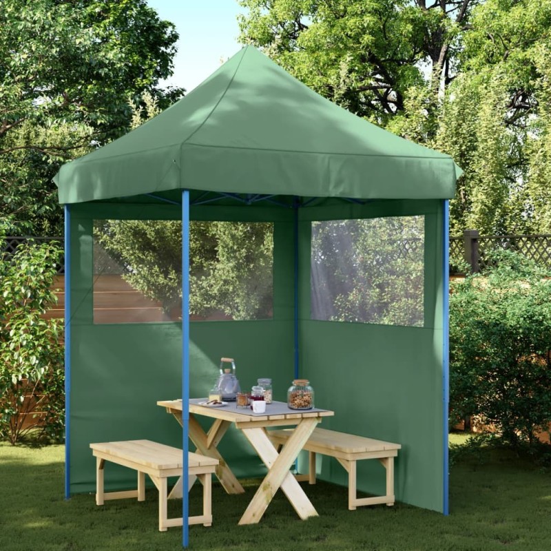 Tente de réception pliable escamotable 2 parois latérales vert 