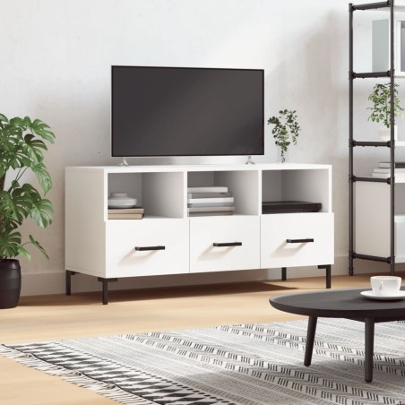 Meuble TV blanc 102x36x50 cm bois d'ingénierie 