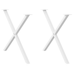 Pieds de table à manger en forme de X, 2 pièces, blanc, 90 x (72-73) cm, acier 