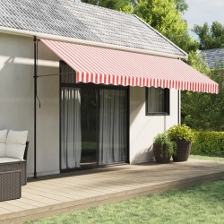 Tissu de remplacement pour auvent rayures rouges et blanches 