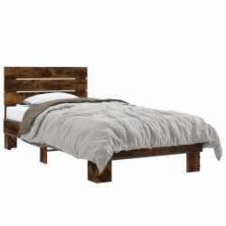 Cadre de lit sans matelas chêne fumé 75x190 cm 