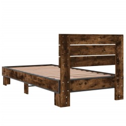 Cadre de lit sans matelas chêne fumé 75x190 cm 