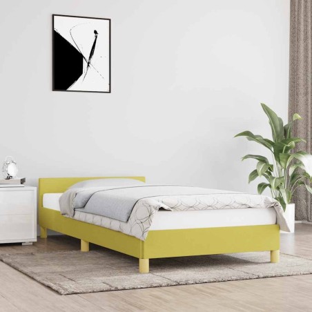 Cadre de lit avec tête de lit sans matelas vert 80x200 cm tissu 
