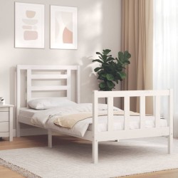 Cadre de lit sans matelas blanc bois de pin massif 