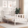 Cadre de lit sans matelas blanc bois de pin massif 