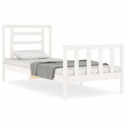 Cadre de lit sans matelas blanc bois de pin massif 