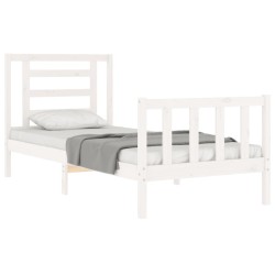 Cadre de lit sans matelas blanc bois de pin massif 