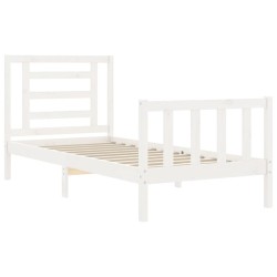 Cadre de lit sans matelas blanc bois de pin massif 