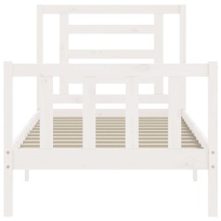 Cadre de lit sans matelas blanc bois de pin massif 