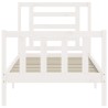 Cadre de lit sans matelas blanc bois de pin massif 
