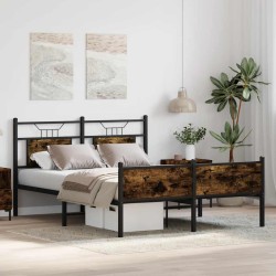 Cadre de lit sans matelas chêne fumé 150x200 cm bois ingénierie 