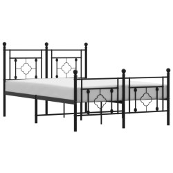 Cadre de lit métal sans matelas avec pied de lit noir 120x200cm 