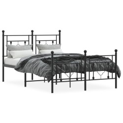 Cadre de lit métal sans matelas avec pied de lit noir 120x200cm 