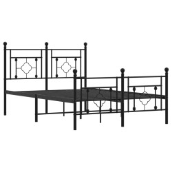 Cadre de lit métal sans matelas avec pied de lit noir 120x200cm 