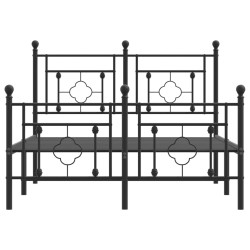 Cadre de lit métal sans matelas avec pied de lit noir 120x200cm 