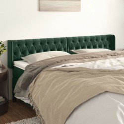 Tête de lit avec oreilles Vert foncé 203x16x78/88 cm Velours 