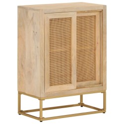Buffet noir 55x30x76 cm bois massif de manguier et fer 