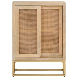 Buffet noir 55x30x76 cm bois massif de manguier et fer 