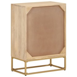 Buffet noir 55x30x76 cm bois massif de manguier et fer 