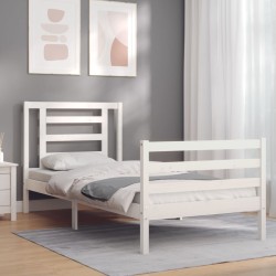 Cadre de lit sans matelas blanc 100x200 cm bois massif 