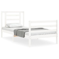 Cadre de lit sans matelas blanc 100x200 cm bois massif 