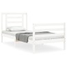 Cadre de lit sans matelas blanc 100x200 cm bois massif 