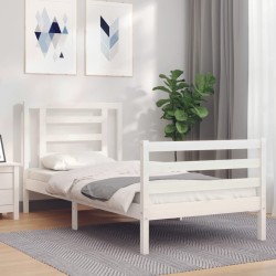 Cadre de lit sans matelas blanc 100x200 cm bois massif 