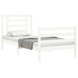 Cadre de lit sans matelas blanc 100x200 cm bois massif 