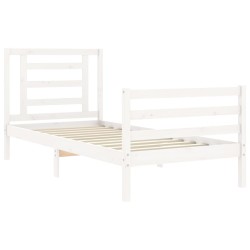 Cadre de lit sans matelas blanc 100x200 cm bois massif 