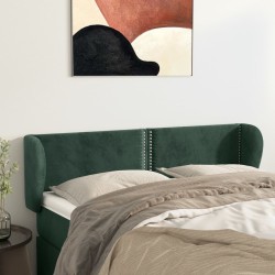 Tête de lit avec oreilles Vert foncé 147x23x78/88 cm Velours 