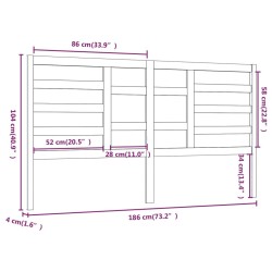 Tête de lit Marron miel 186x4x104 cm Bois massif de pin 