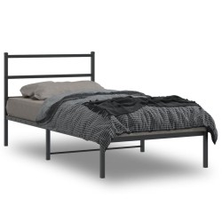 Cadre de lit métal sans matelas avec tête de lit noir 100x200cm 