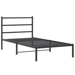Cadre de lit métal sans matelas avec tête de lit noir 100x200cm 