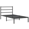 Cadre de lit métal sans matelas avec tête de lit noir 100x200cm 