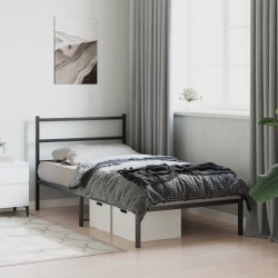 Cadre de lit métal sans matelas avec tête de lit noir 100x200cm 
