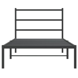 Cadre de lit métal sans matelas avec tête de lit noir 100x200cm 