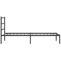 Cadre de lit métal sans matelas avec tête de lit noir 100x200cm 